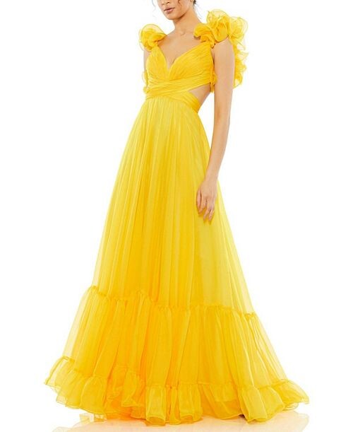 

Многоярусное шифоновое платье с оборками и вырезами Mac Duggal, цвет Yellow