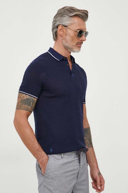 

Поло льняного оттенка Polo Ralph Lauren, темно-синий