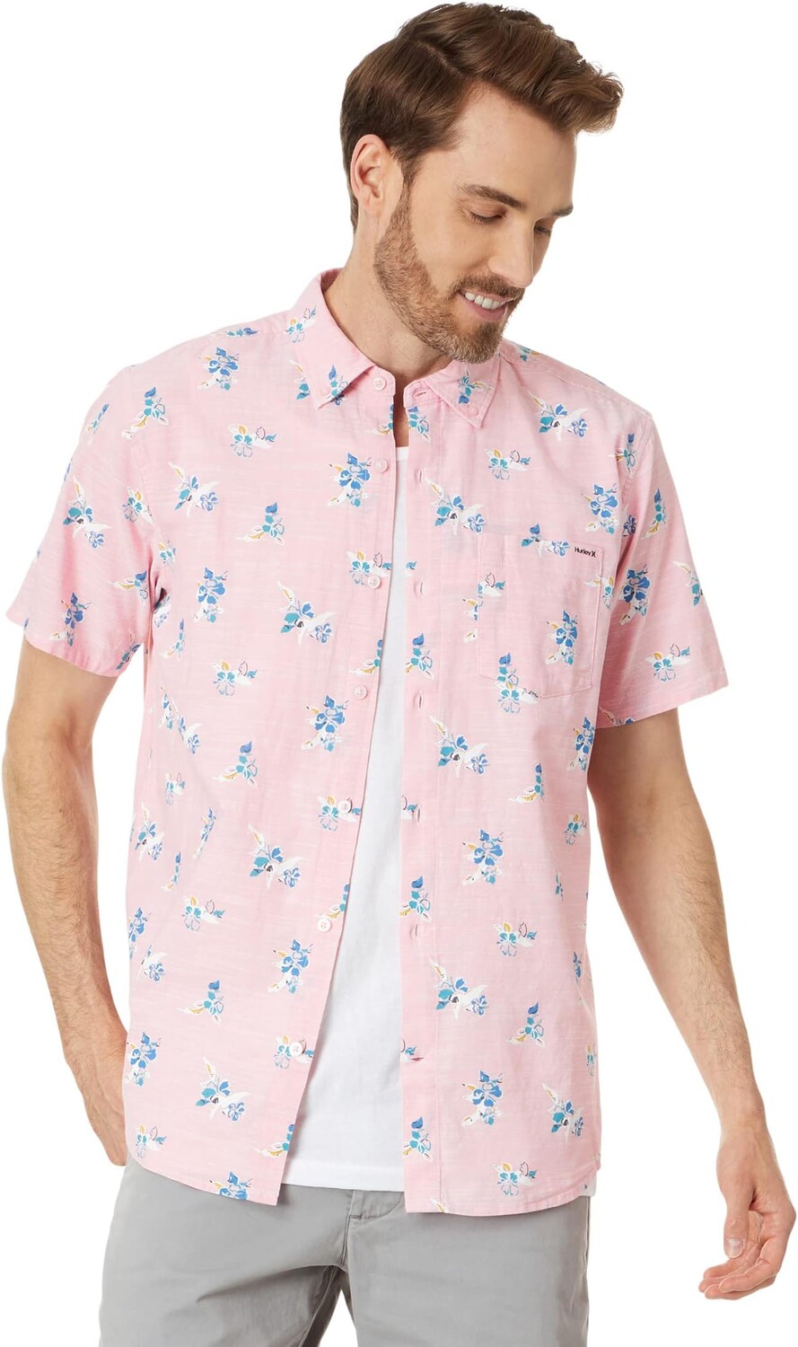 

Рубашка One & Only Stretch Short Sleeve Woven Hurley, цвет Flamingo