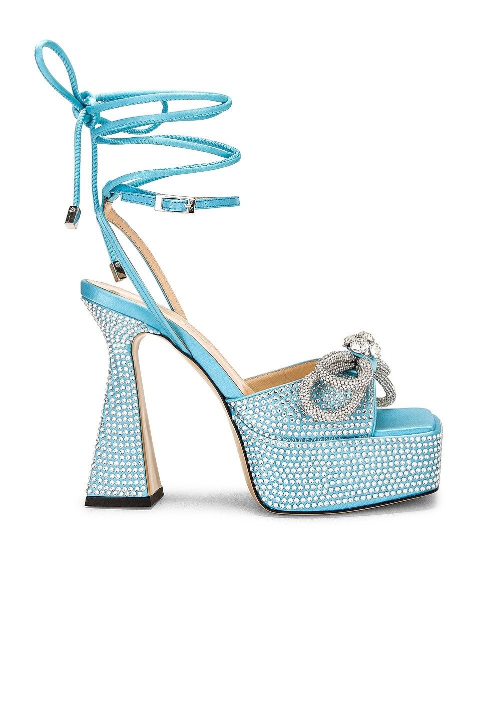 

Туфли Mach & Mach Double Bow Sparkly Square Toe Platform, цвет Ocean Blue