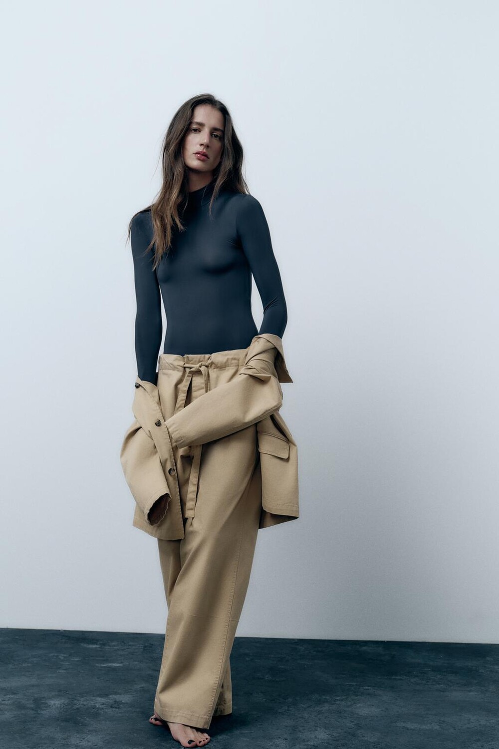 

Полиамидный боди ZARA, бензиновый синий