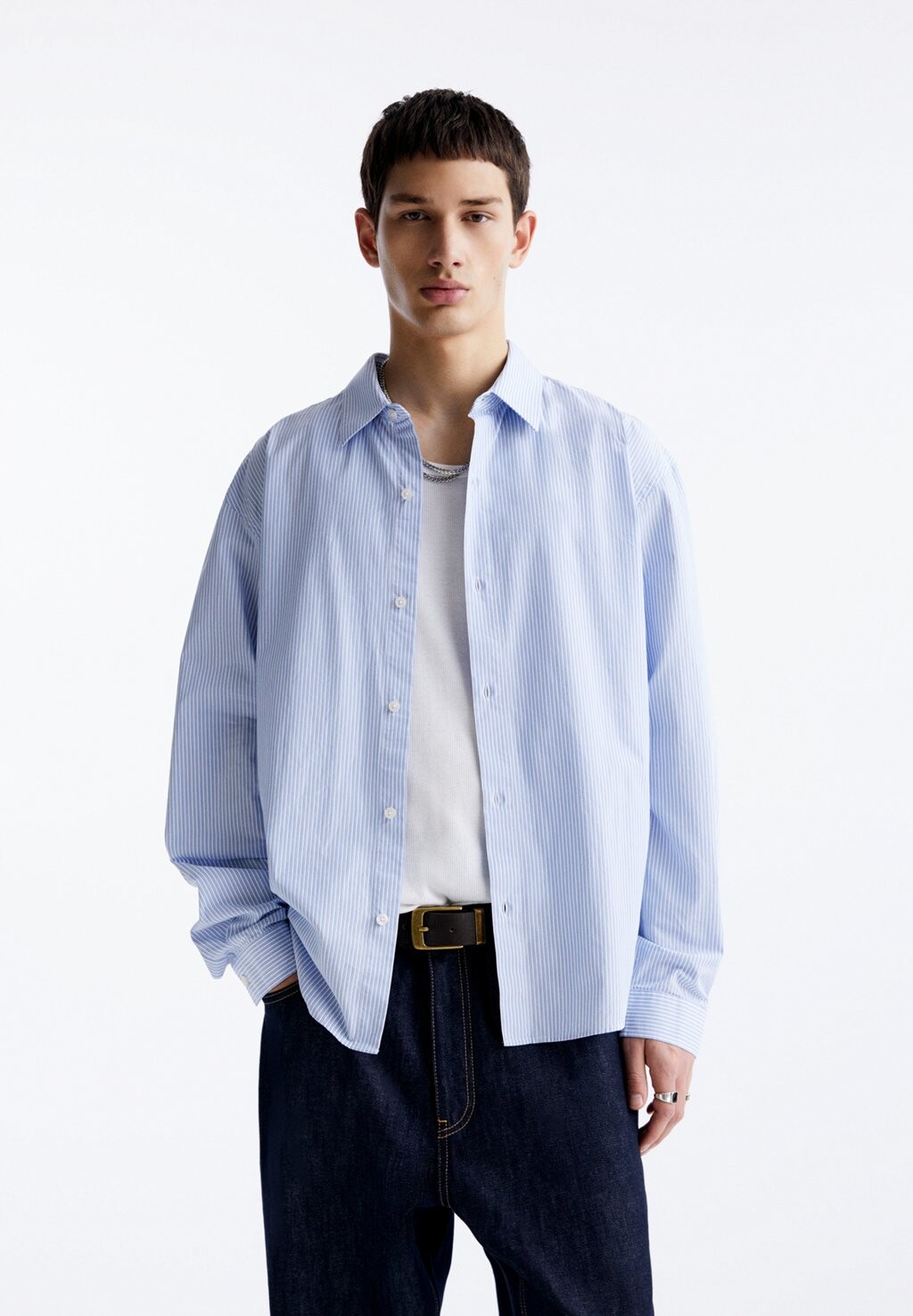 

Рубашка PULL&BEAR, синяя