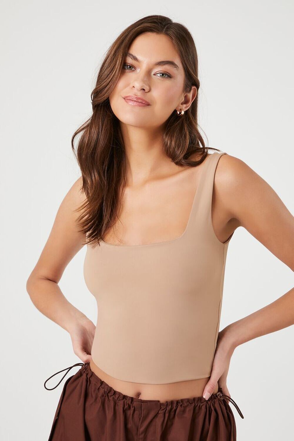 

Укороченная майка Contour Forever 21, серо-коричневый