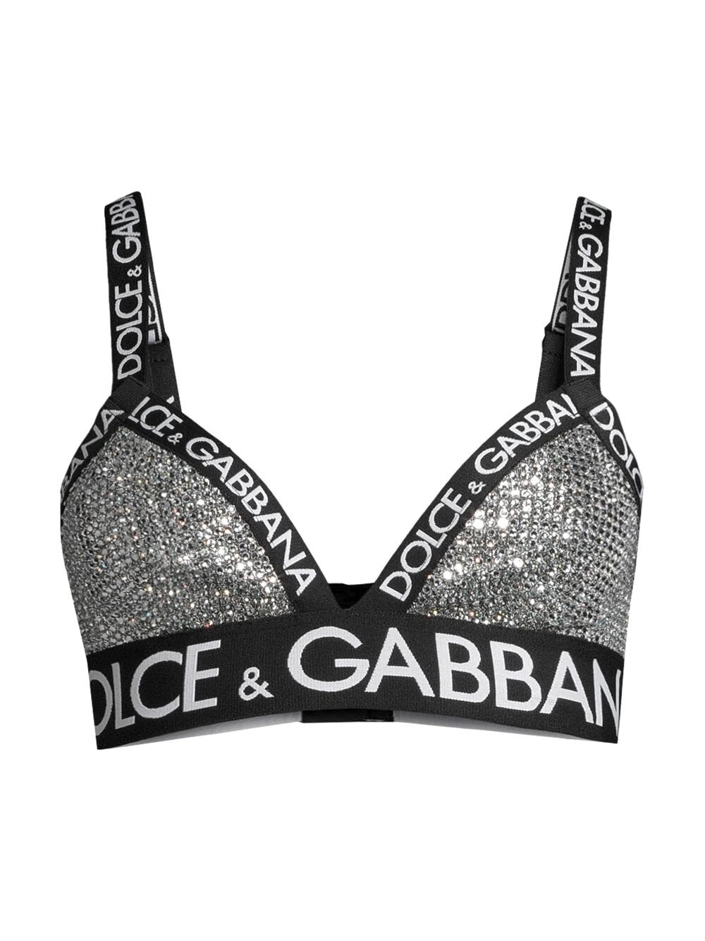 

Бюстгальтер с треугольными чашечками и логотипом Crystal Pave DOLCE&GABBANA, серебряный