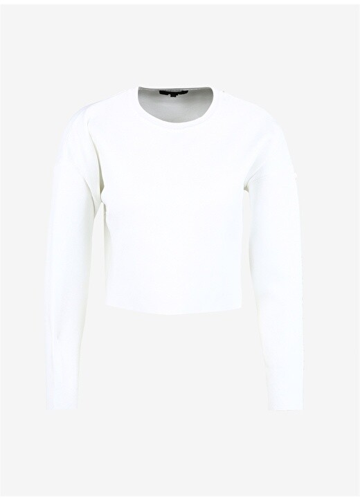 

Женский однотонный белый свитер свободного кроя с круглым вырезом Black On Black