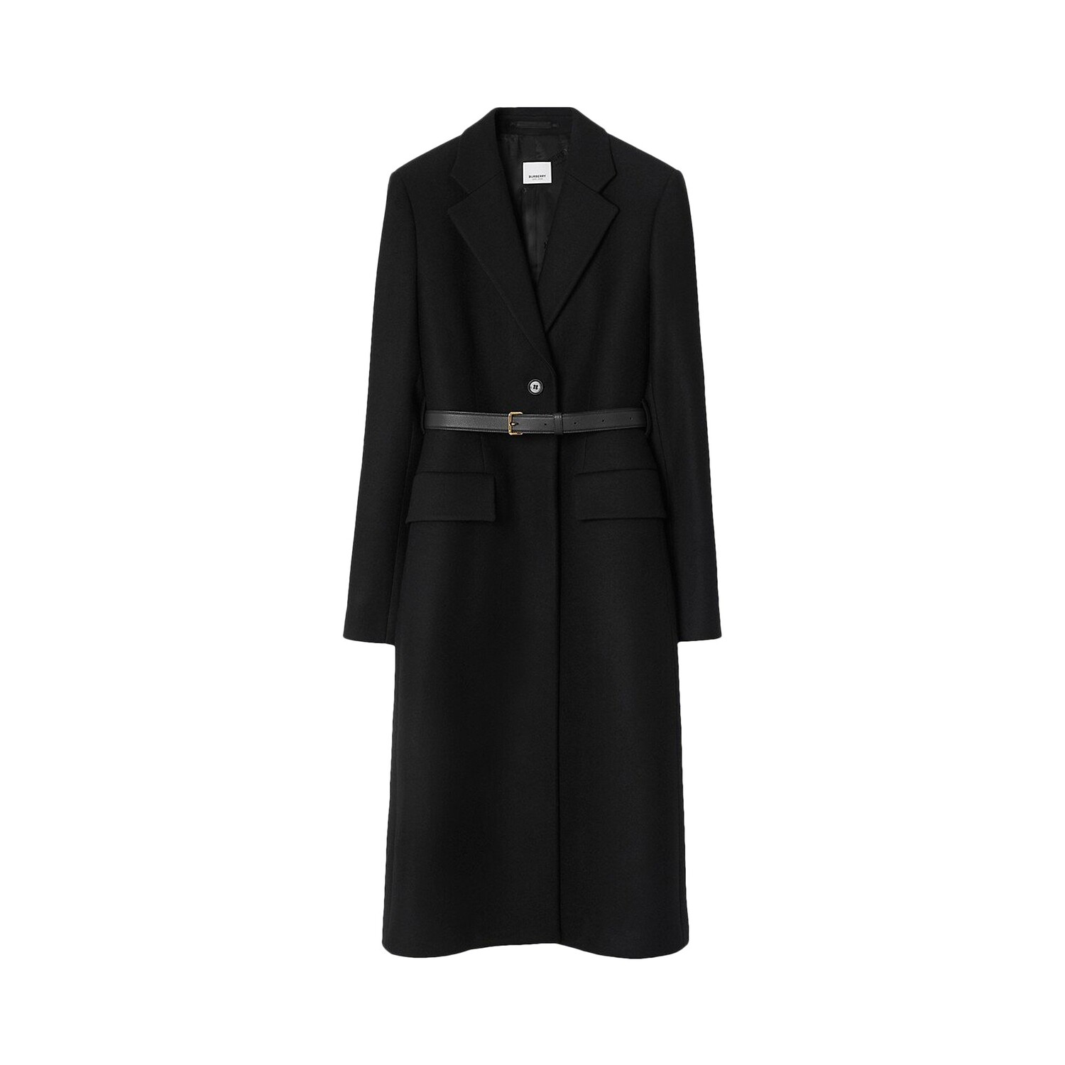 

Шерстяное пальто Burberry с поясом, цвет Черный