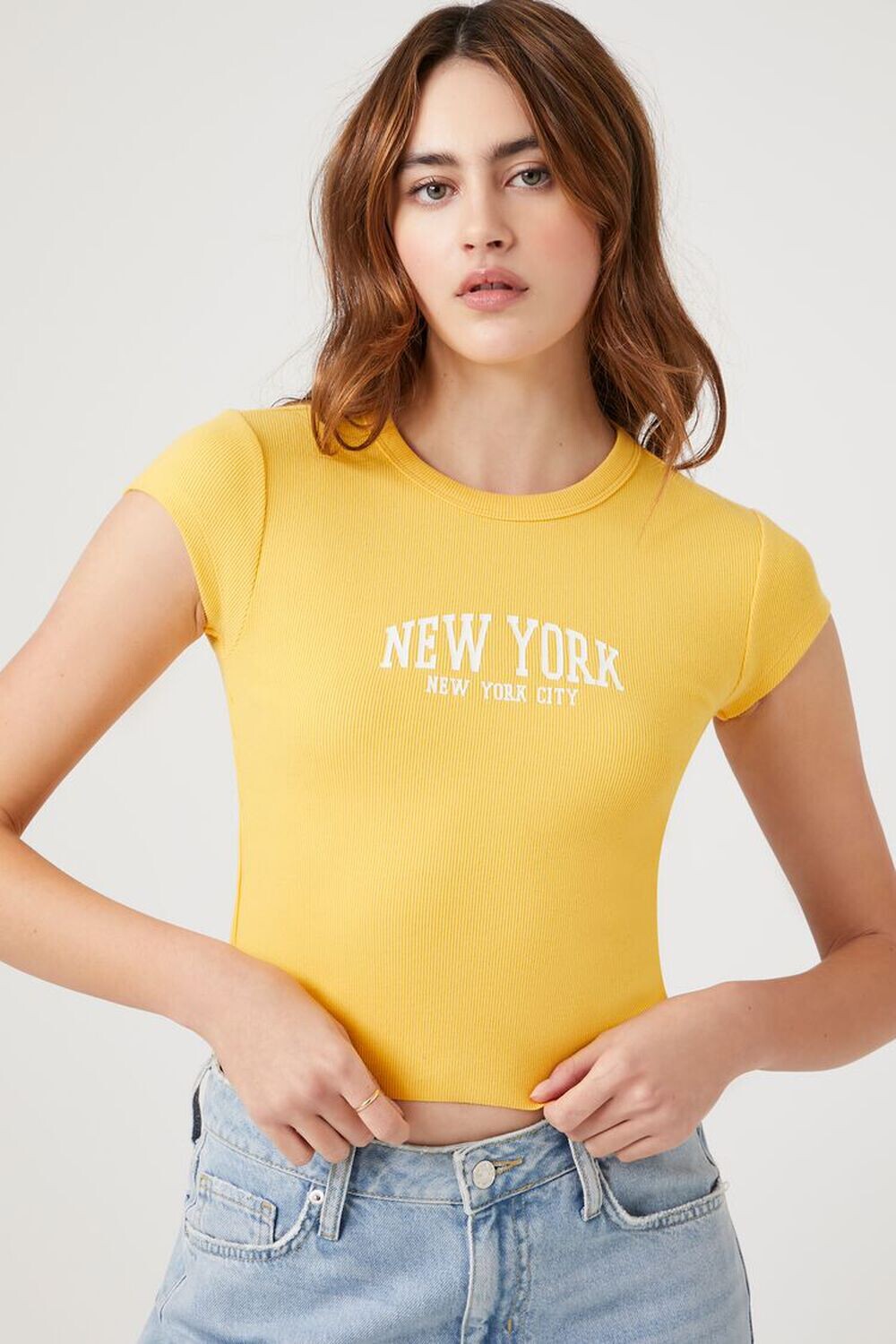 

Футболка с графическим рисунком Нью-Йорк Forever 21, желтый