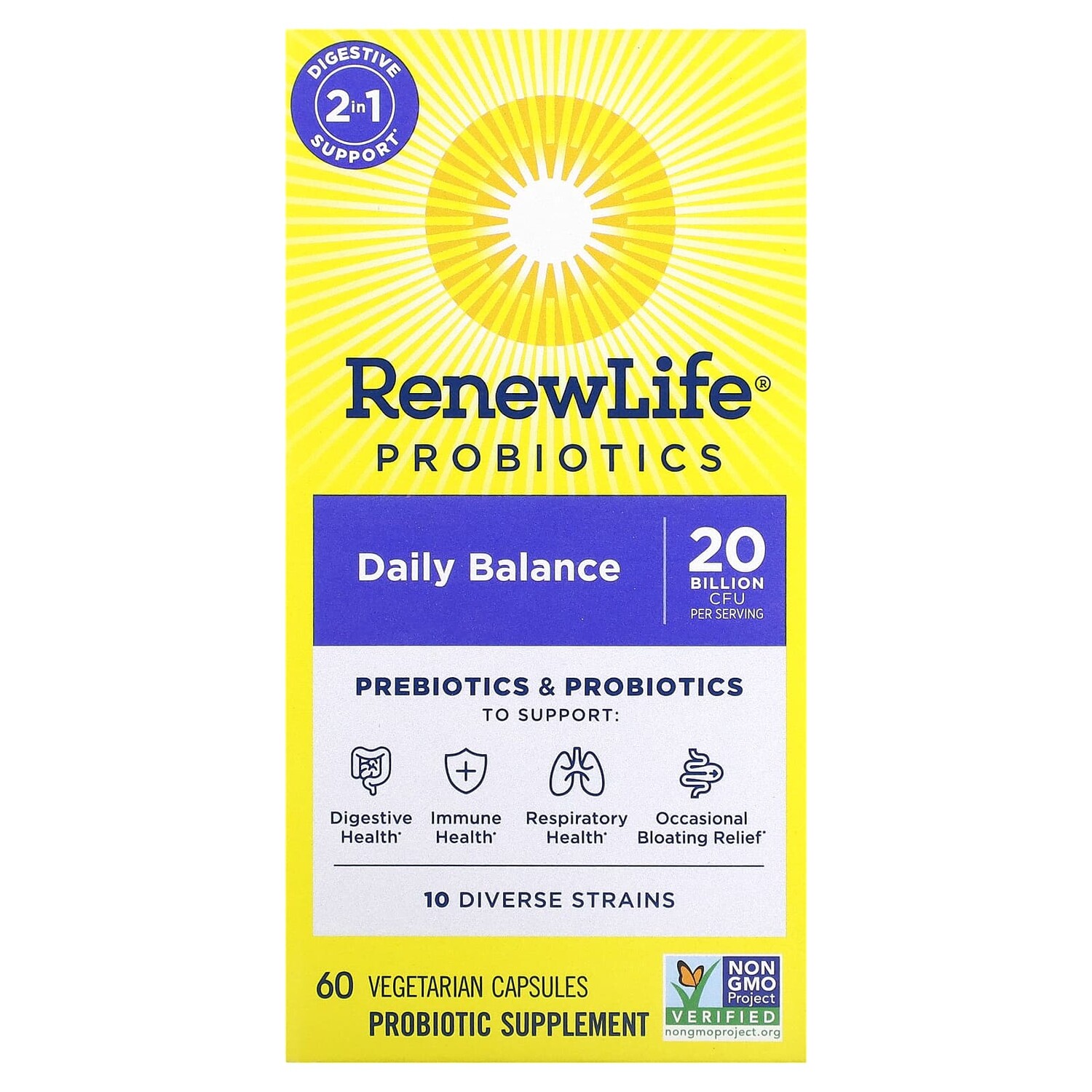 

Пробиотики, Daily Balance, 60 вегетарианских капсул, Renew Life