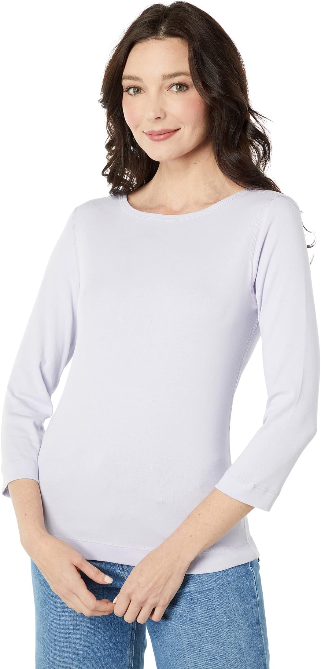 

Футболка Three Dots 100% Cotton Heritage Knit 3/4 Sleeve British Tee, цвет Purple Heather