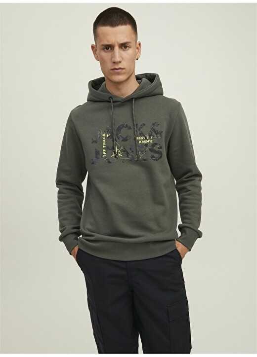 

Темно-зеленая мужская толстовка с воротником с капюшоном Jack & Jones, Зеленый