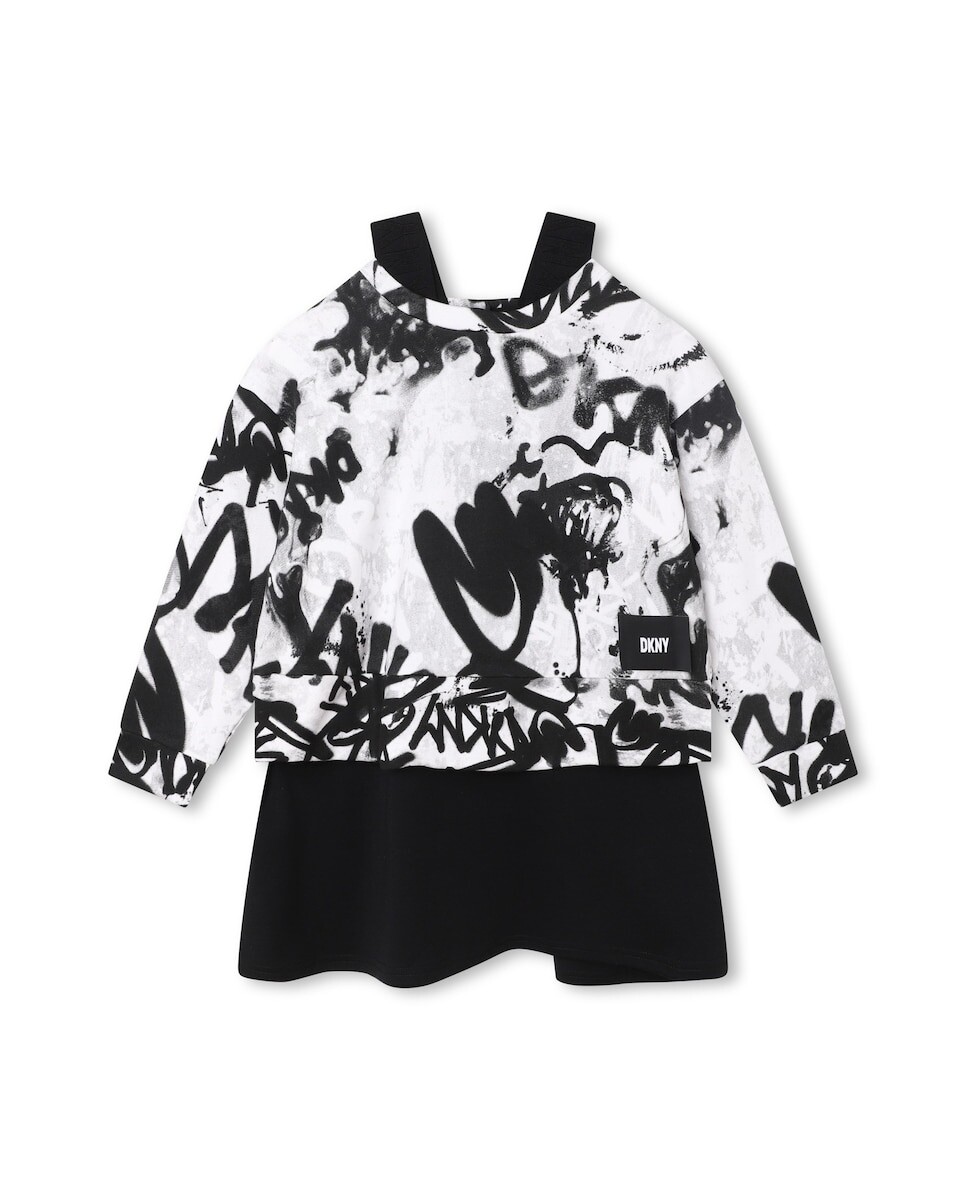 

Платье для девочки темно-синее с короткими рукавами BOSS Kidswear, мультиколор