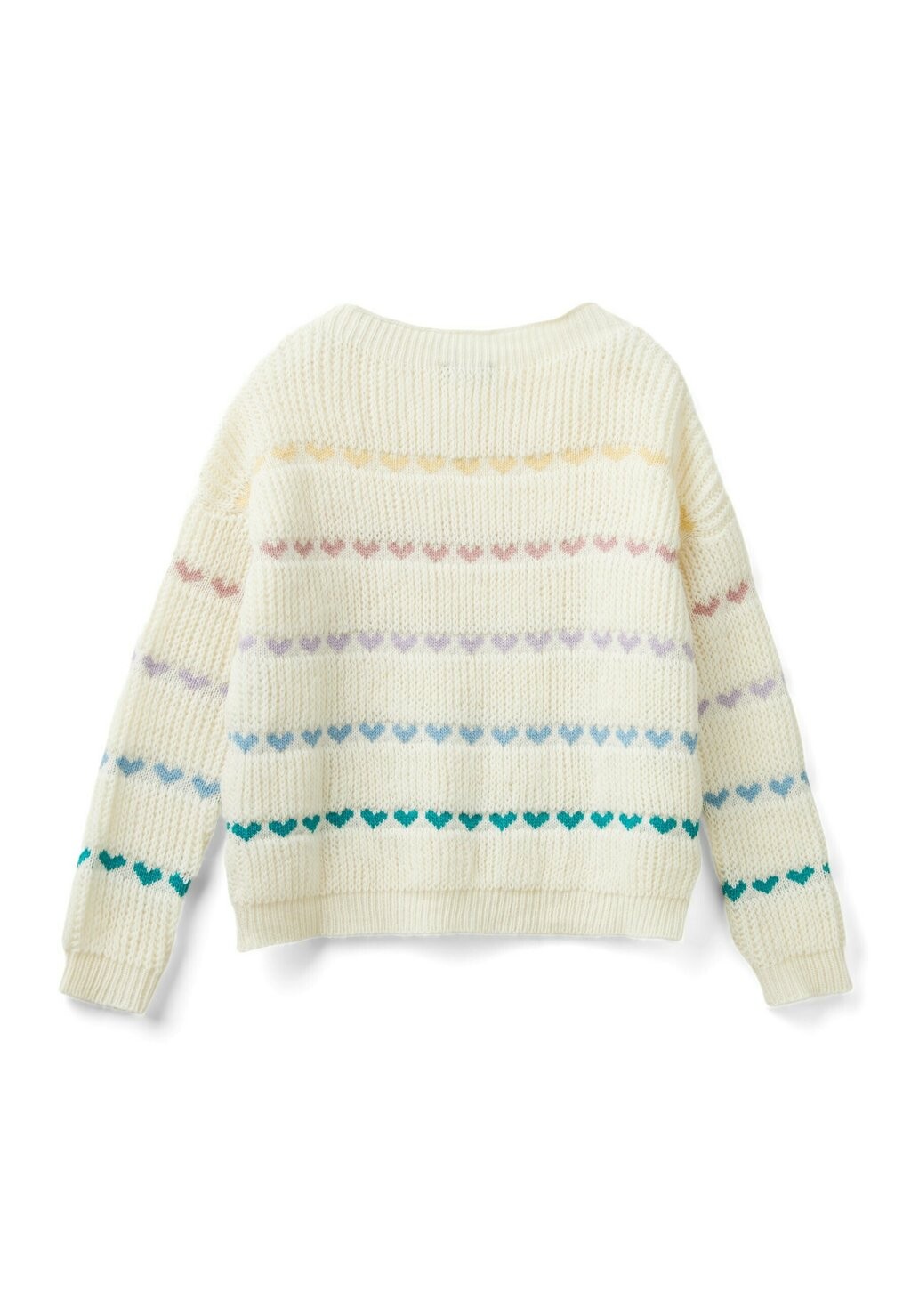 

Вязаный свитер FISHERMAN’S WITH HEART STRIPES United Colors of Benetton, белый