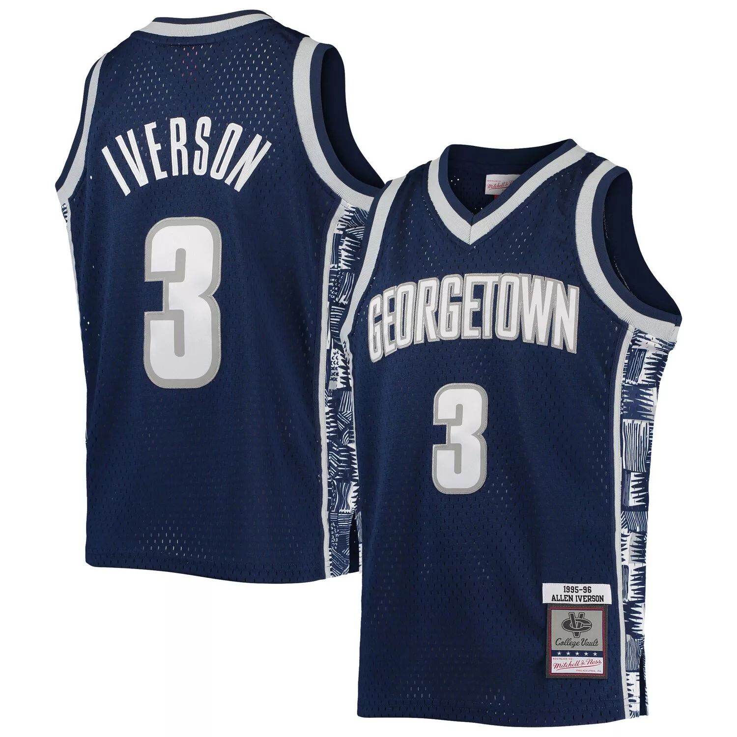 

Мужская футболка Mitchell & Ness Allen Iverson Navy Georgetown Hoyas 1995-96, реплика Swingman Unbranded