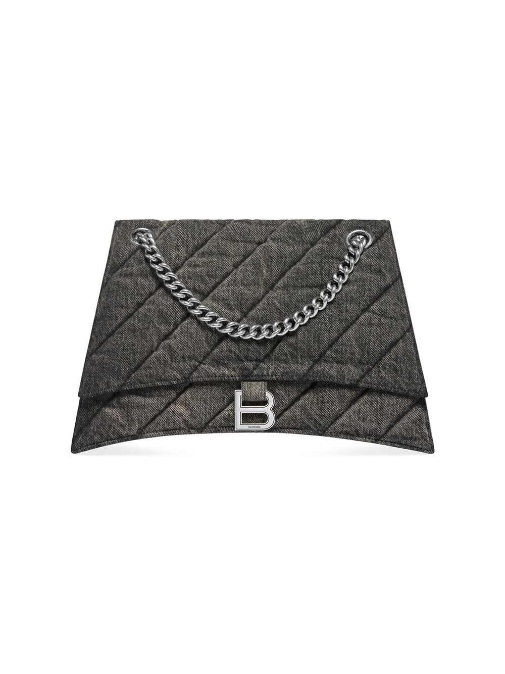 

Стеганая джинсовая сумка Crush среднего размера с цепочкой Balenciaga, черный