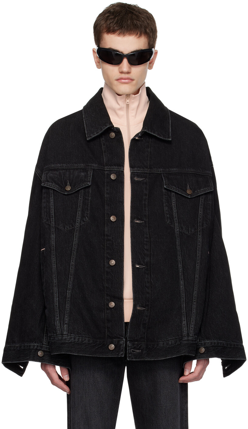 

Черная джинсовая куртка свободного кроя Acne Studios, Черный