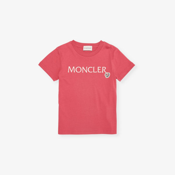 

Футболка из хлопкового трикотажа с фирменной аппликацией 4-6 лет Moncler, красный