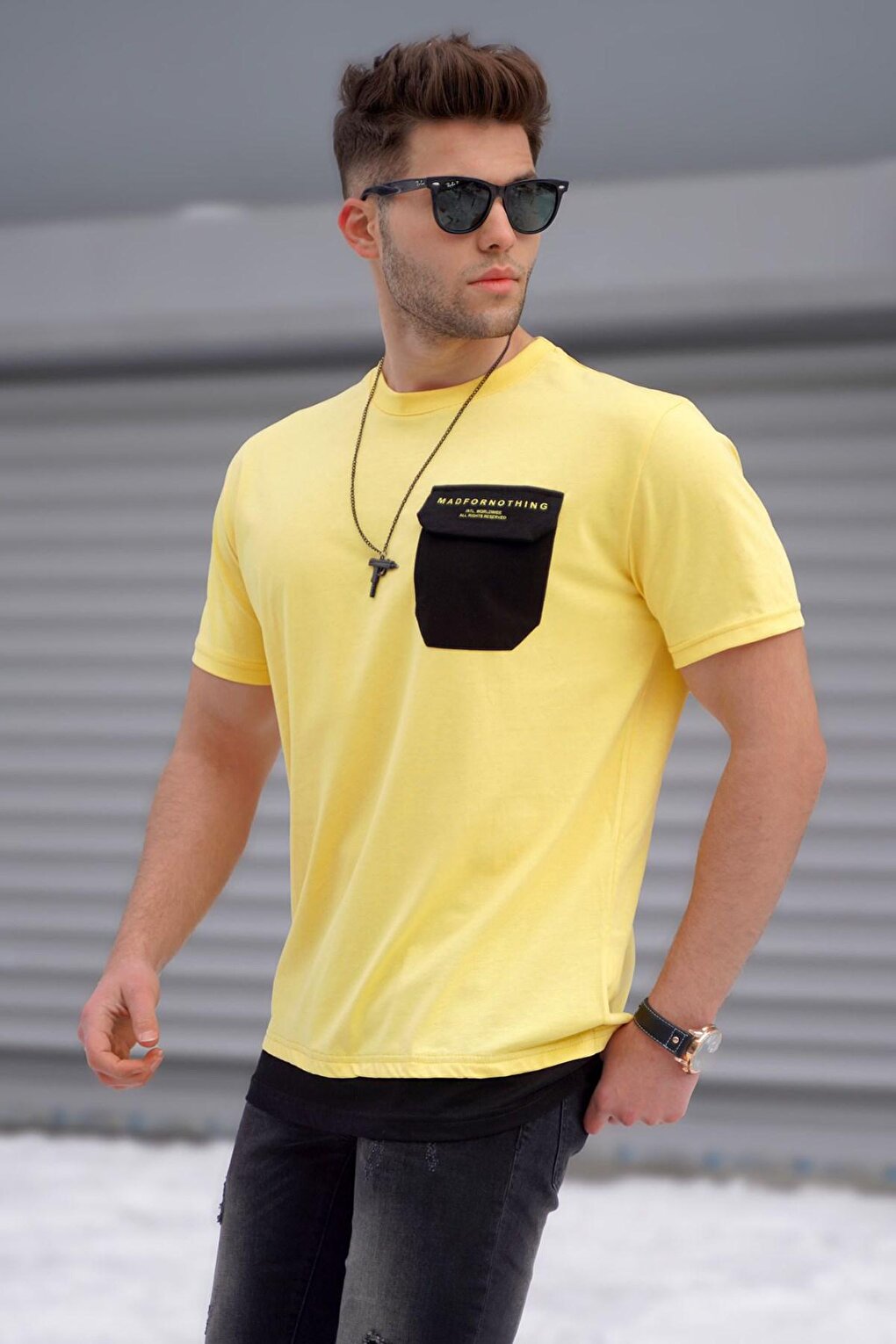 Мужская желтая футболка 5386 MADMEXT