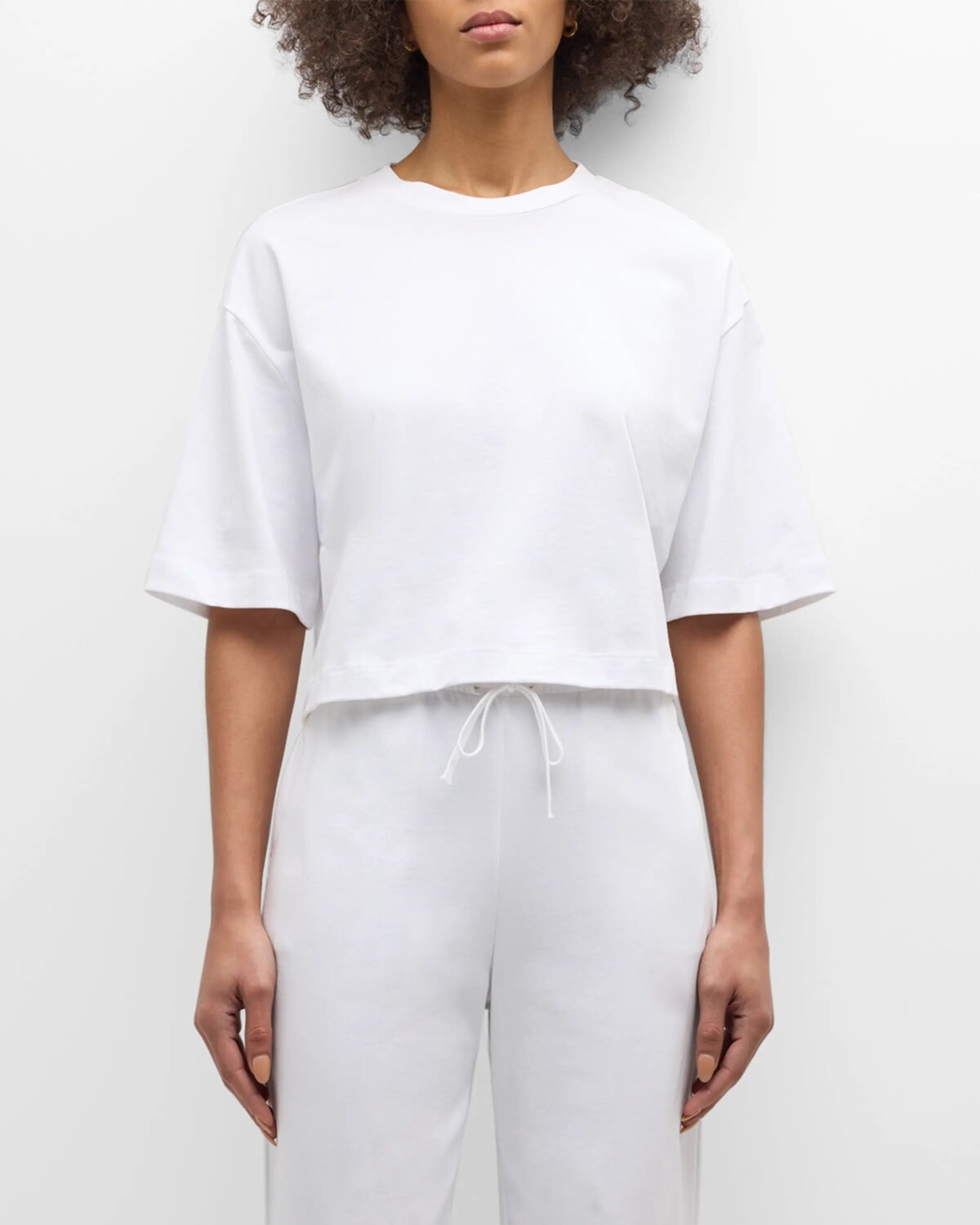 

Пижамный комплект из хлопковой укороченной футболки Skin, цвет White