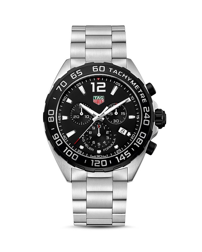 Мужские кварцевые часы Formula 1 с хронографом из черной стали, 43 мм цена и фото