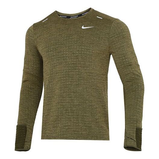 футболка men s nike solid color athleisure casual sports round neck long sleeves black t shirt черный Футболка Men's Nike Solid Color Training Sports Round Neck Long Sleeves Green T-Shirt, зеленый