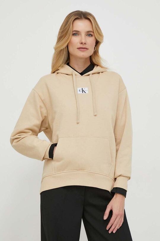 

Хлопковая толстовка Calvin Klein Jeans, бежевый