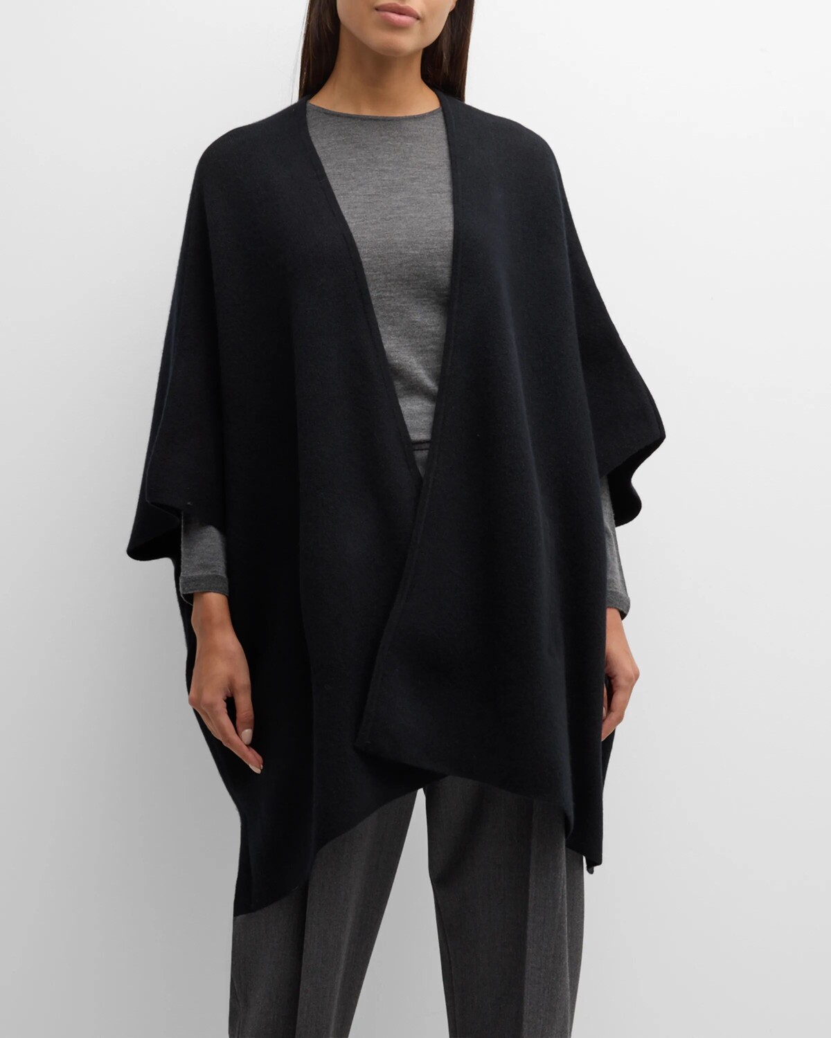 

Кашемировая накидка двойной вязки Sofia Cashmere, черный