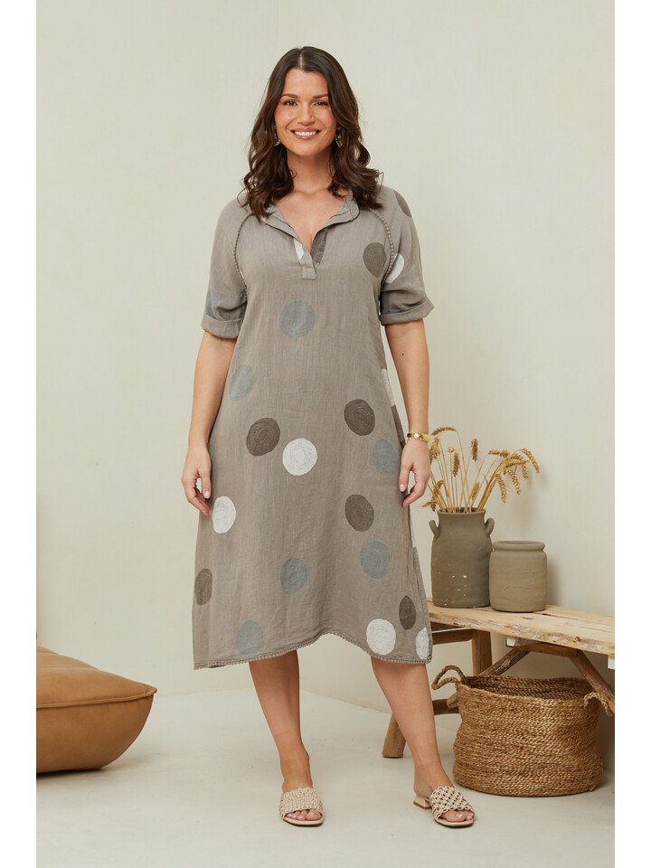

Платье Curvy Lady Leinen, цвет Taupe/Bunt