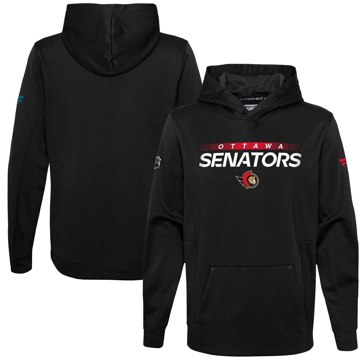 

Черная толстовка с капюшоном с логотипом Youth Fanatics Ottawa Senators Authentic Pro Fanatics