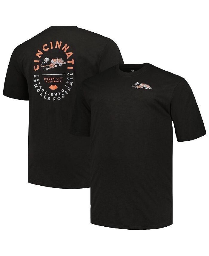 

Мужская черная футболка Cincinnati Bengals Big and Tall Two-Hit Throwback Profile, черный