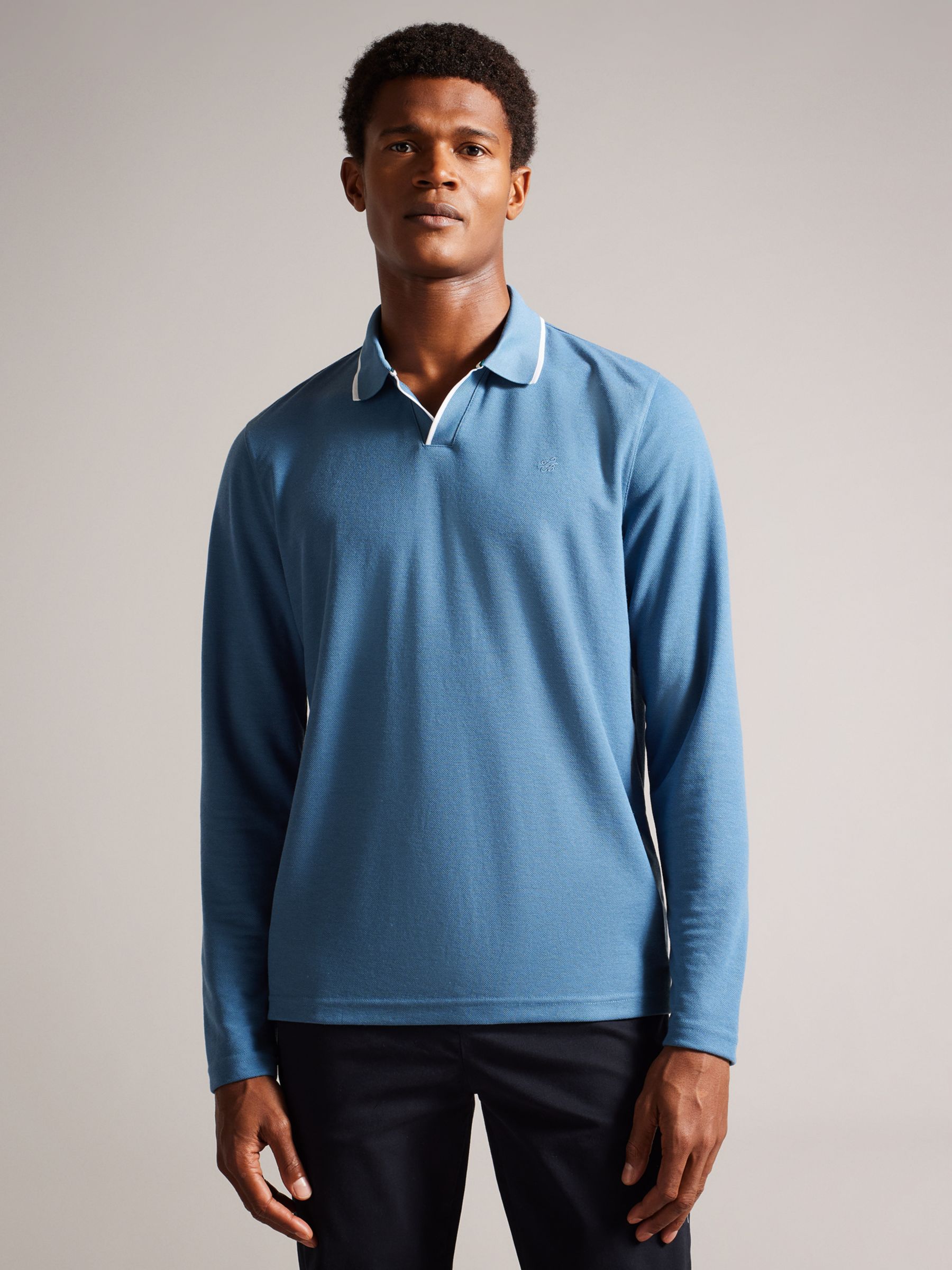 Рубашка поло стандартного размера с длинными рукавами Maste Ted Baker, синий ted baker свитер