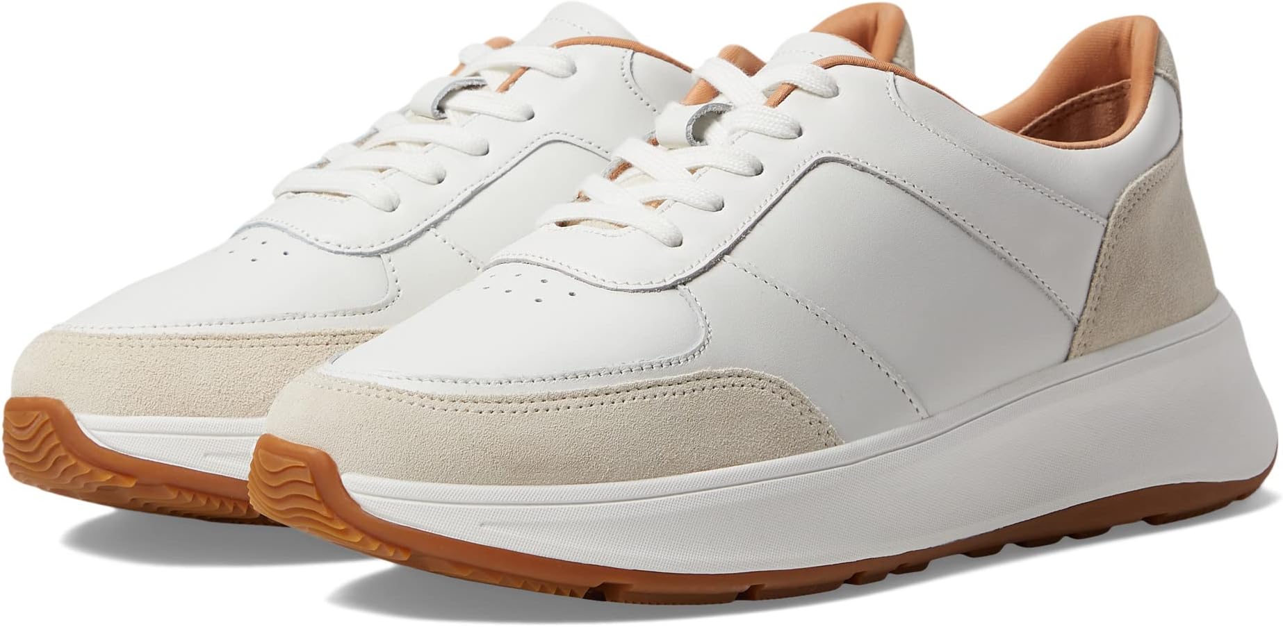 Кроссовки F-Mode Leather/Suede Flatform Sneakers FitFlop, цвет Urban White цена и фото
