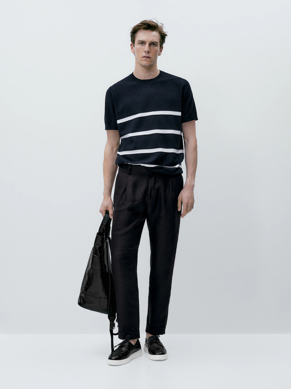 

Трикотажный свитер с полосками Massimo Dutti, синий