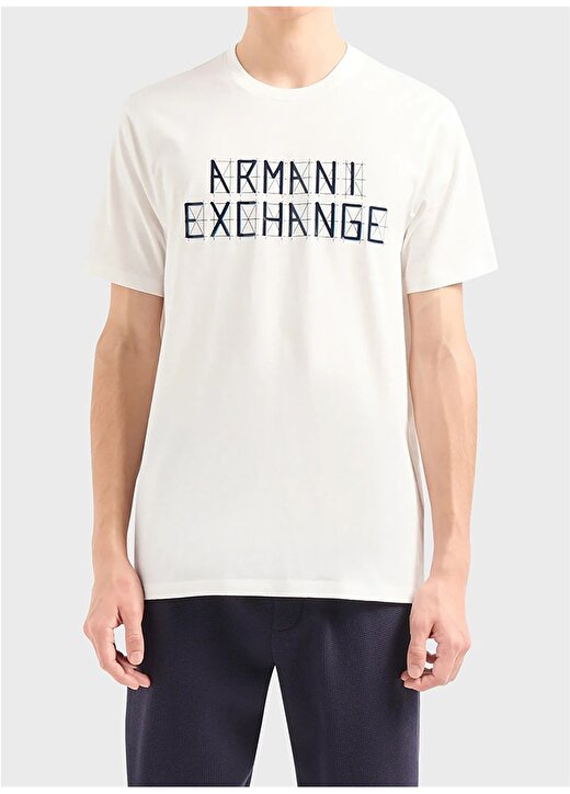 

Белоснежная мужская футболка с круглым вырезом с принтом 3DZTJE ZJH4Z 1116 Armani Exchange