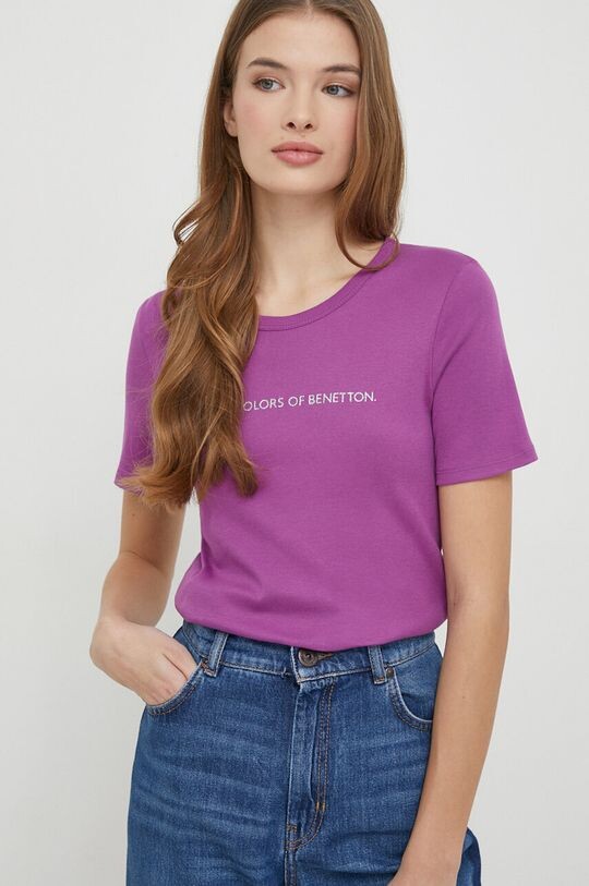 

Хлопковая футболка United Colors of Benetton, фиолетовый