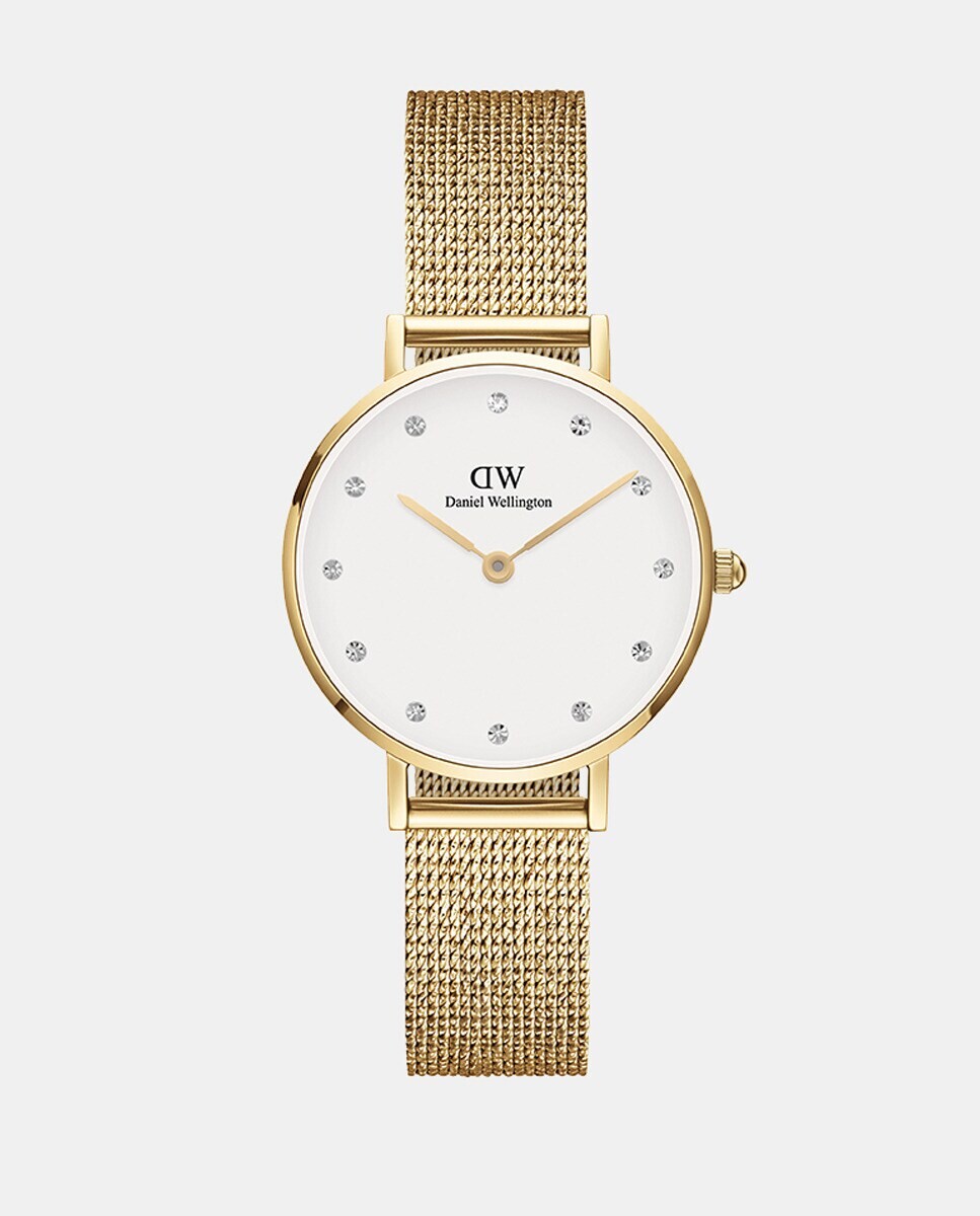 Petite-Lumine Pressed DW00100604 Женские часы из золотой стали с сеткой Daniel Wellington, золотой женские кварцевые часы со звёздным небом с сетчатым браслетом и магнитной пряжкой