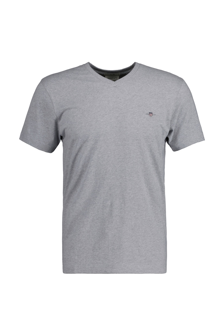 Узкая футболка с заостренным воротником Gant, серый