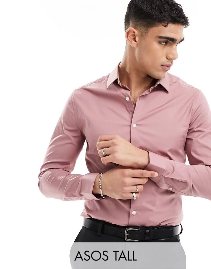 

Розовая рубашка скинни ASOS
