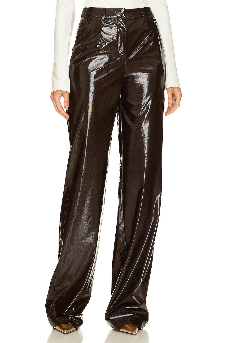 

Брюки Ceren Ocak Straight Leg Shiny, цвет Dark Brown