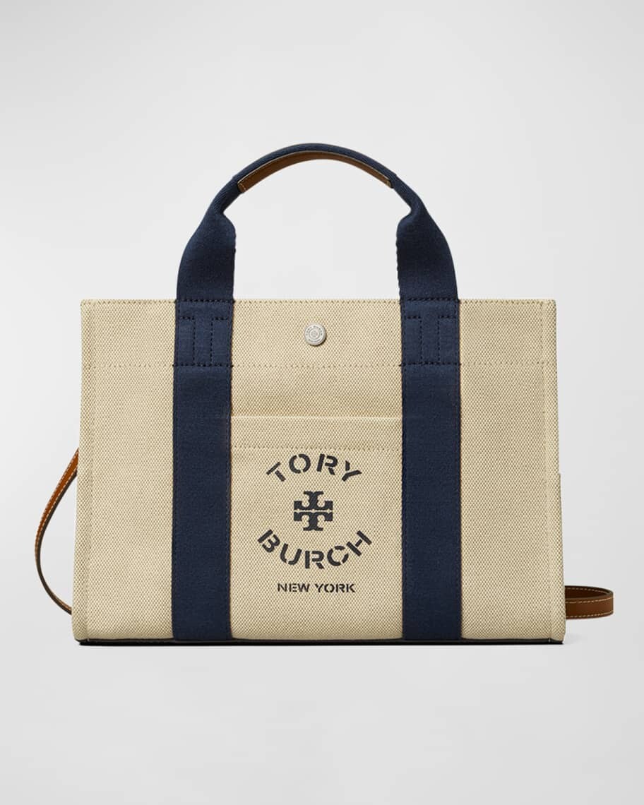 

Маленькая большая сумка из плотной ткани с логотипом Tory Burch