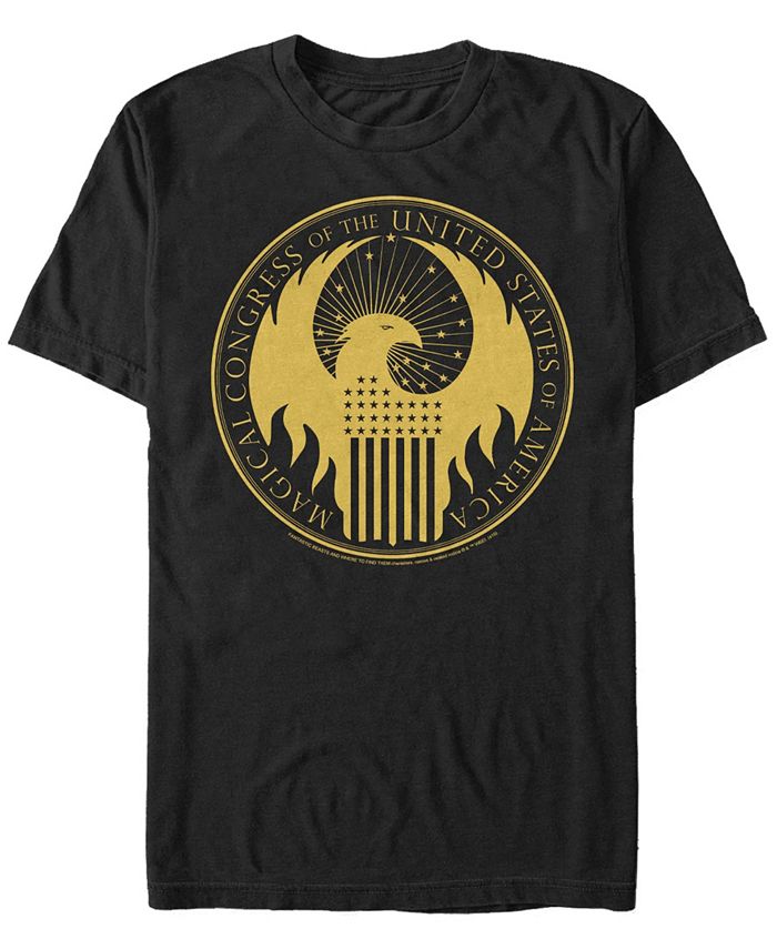 Мужская футболка с короткими рукавами и эмблемой Волшебного Конгресса «Фантастические твари и места их обитания» Fifth Sun, черный
