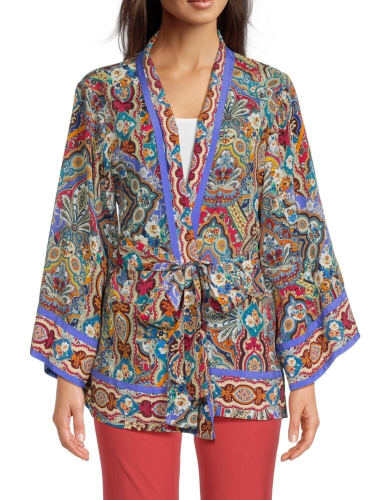 

Осенний халат из смесового шелка с поясом Robert Graham, цвет Multi