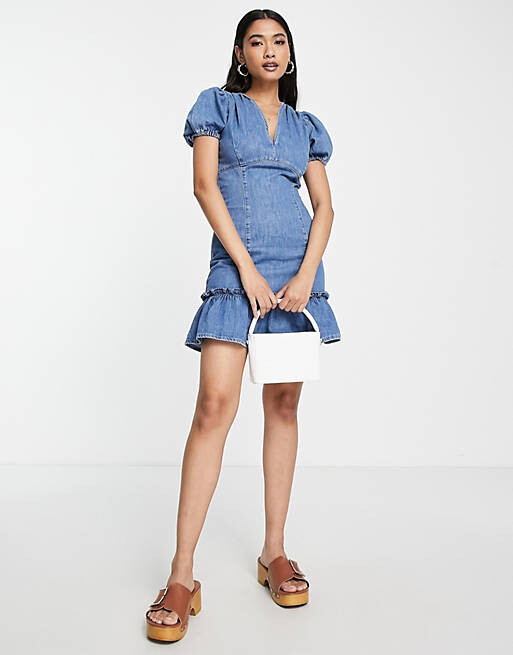 

Голубое платье с оборками Topshop