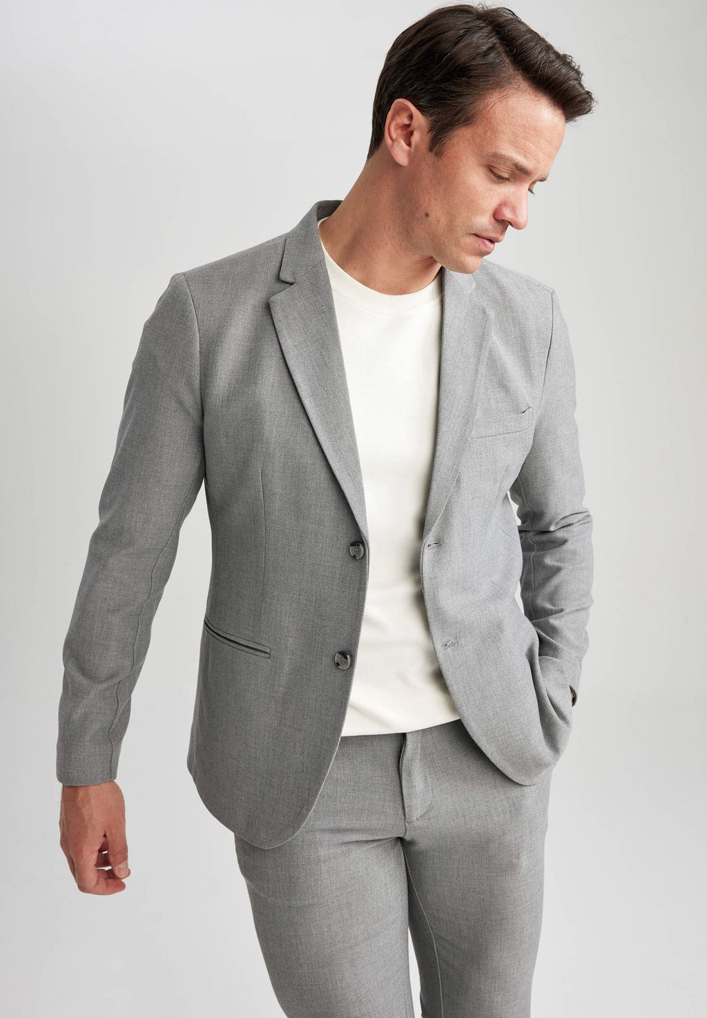 Куртка SLIM FIT DeFacto, серый джемпер вязаный slim fit defacto цвет black
