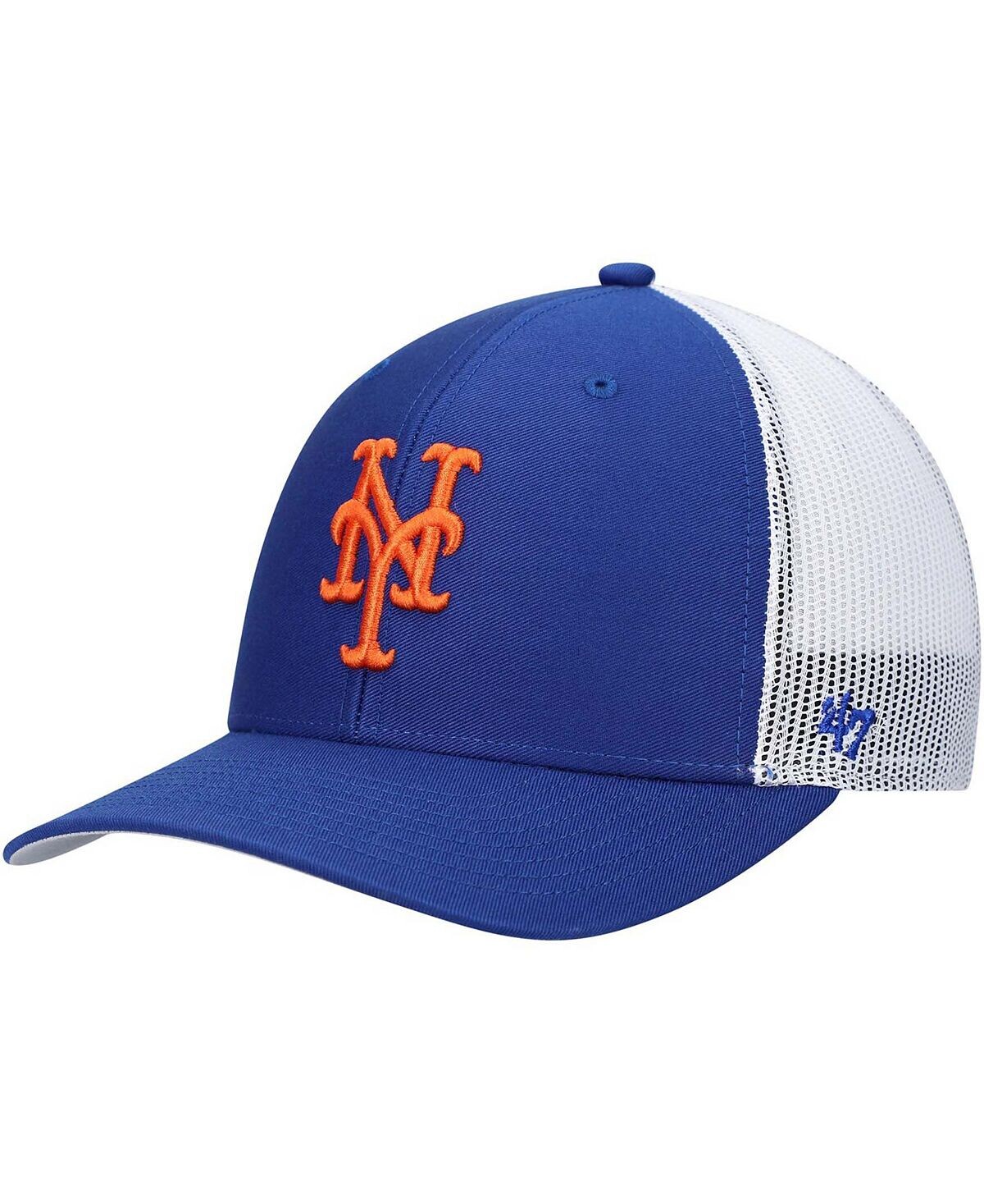

Мужская королевская белая кепка New York Mets Primary Logo Trucker Snapback '47 Brand