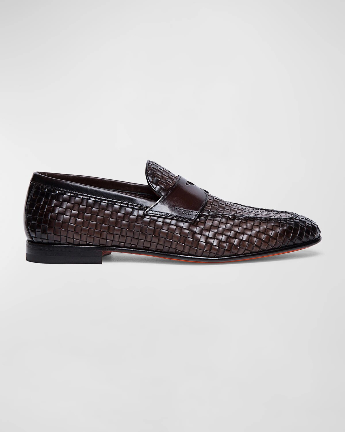 

Мужские плетеные кожаные лоферы Gwendal Santoni, темно-коричневый