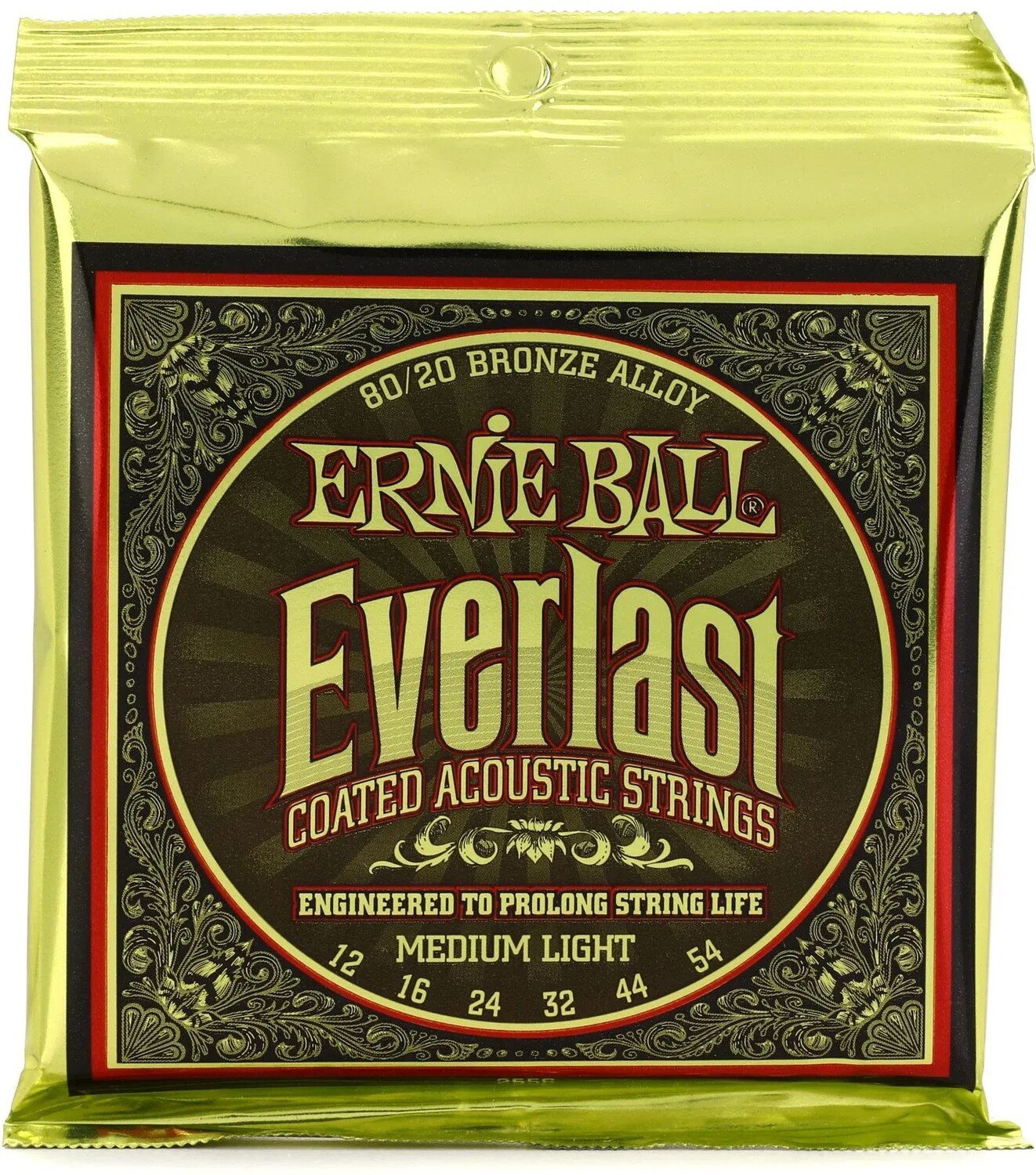 

Струны для акустической гитары Ernie Ball 2556 Everlast с покрытием из бронзы 80/20 — .012-.054, средние легкие