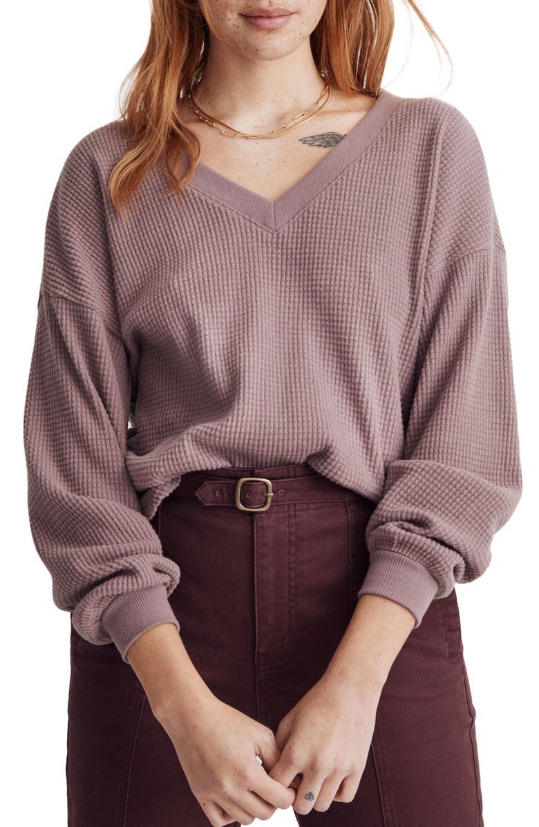 

Вафельный вязаный топ с V-образным вырезом MADEWELL