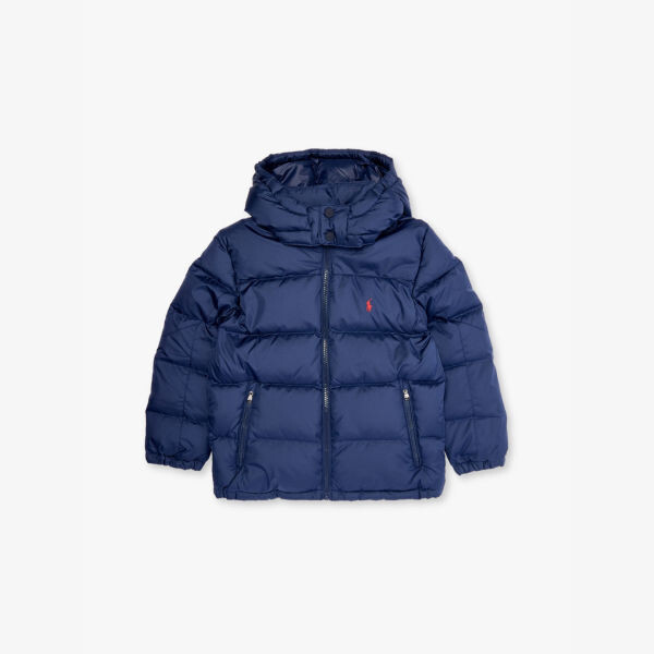 

Утепленная куртка-пуховик из переработанного полиэстера с фирменной вышивкой Polo Ralph Lauren, синий