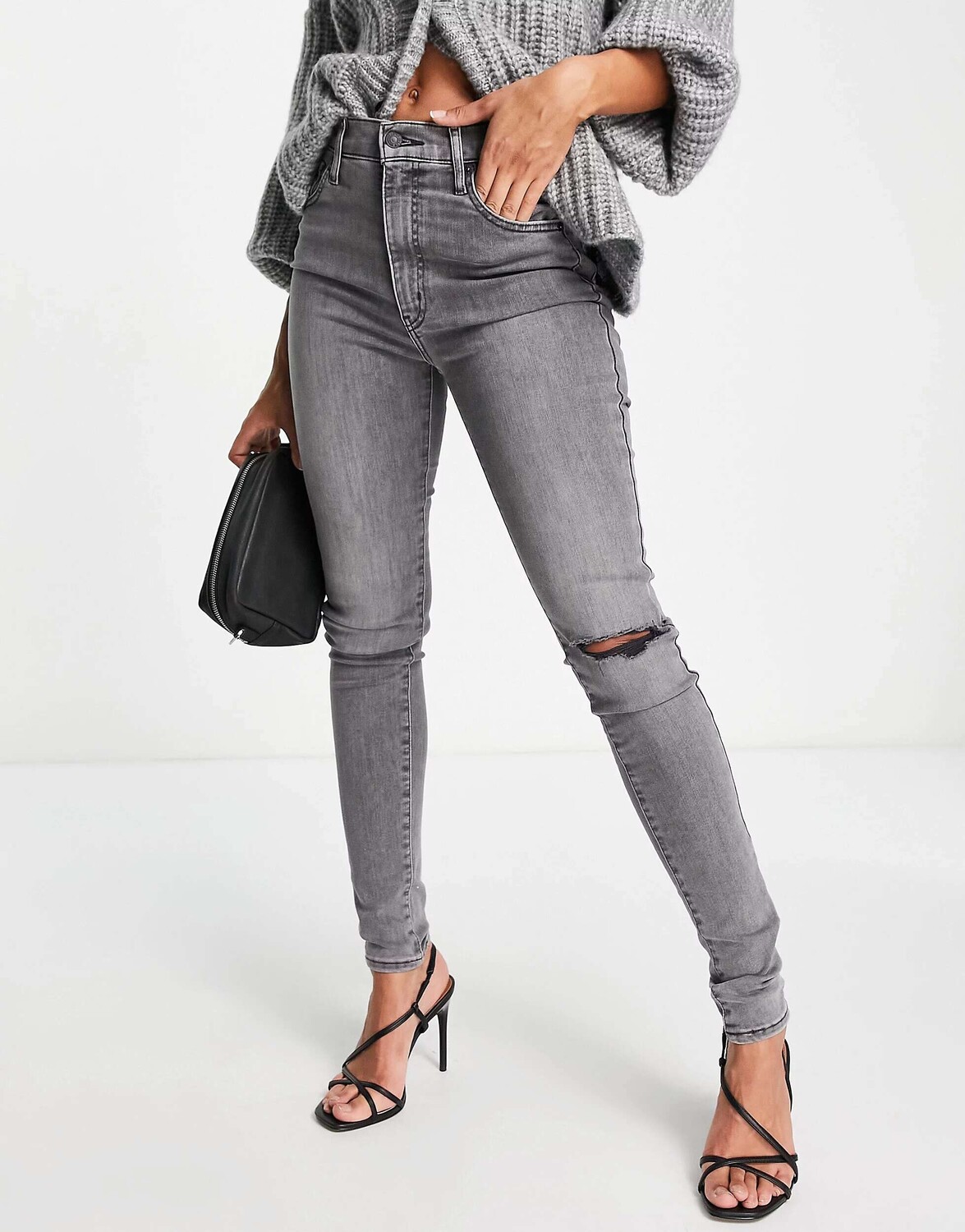 

Серые джинсы суперскинни Levi's Mile High