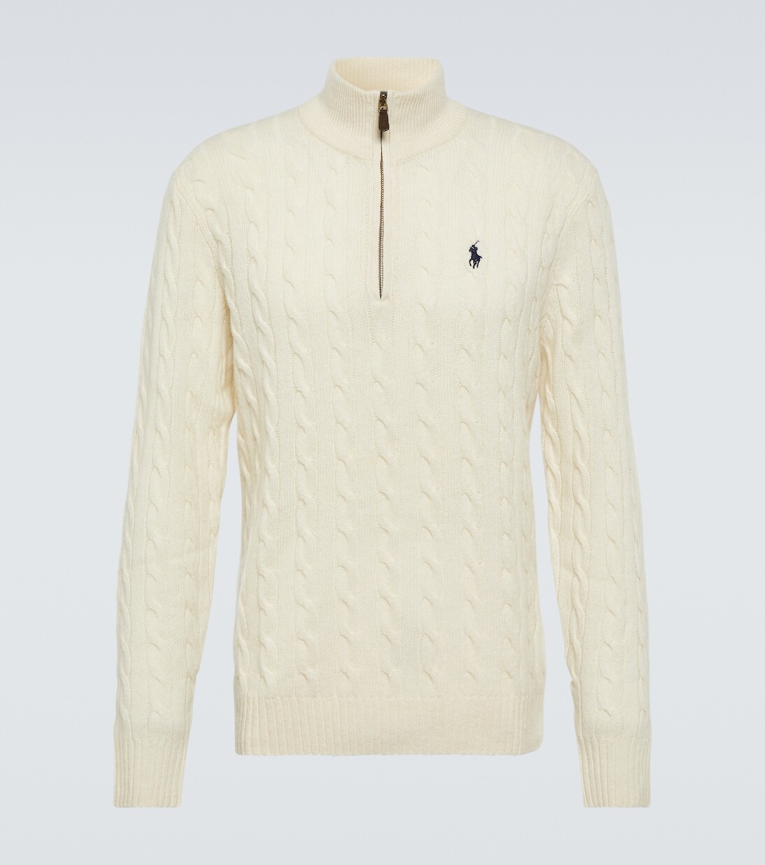 

Свитер из шерсти и кашемира косой вязки Polo Ralph Lauren, белый